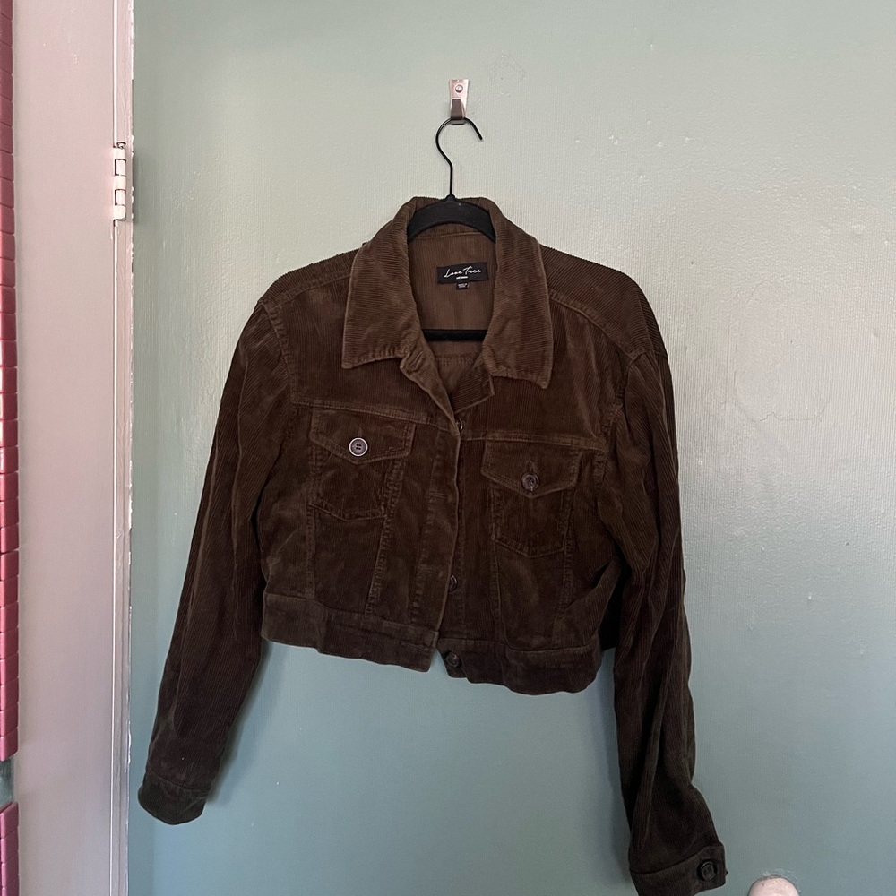 Cropped Olive Green Corduroy Jacket